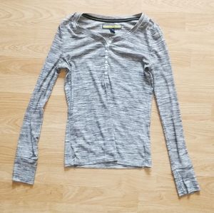 Ribbed Button Long Sleeve Shirt